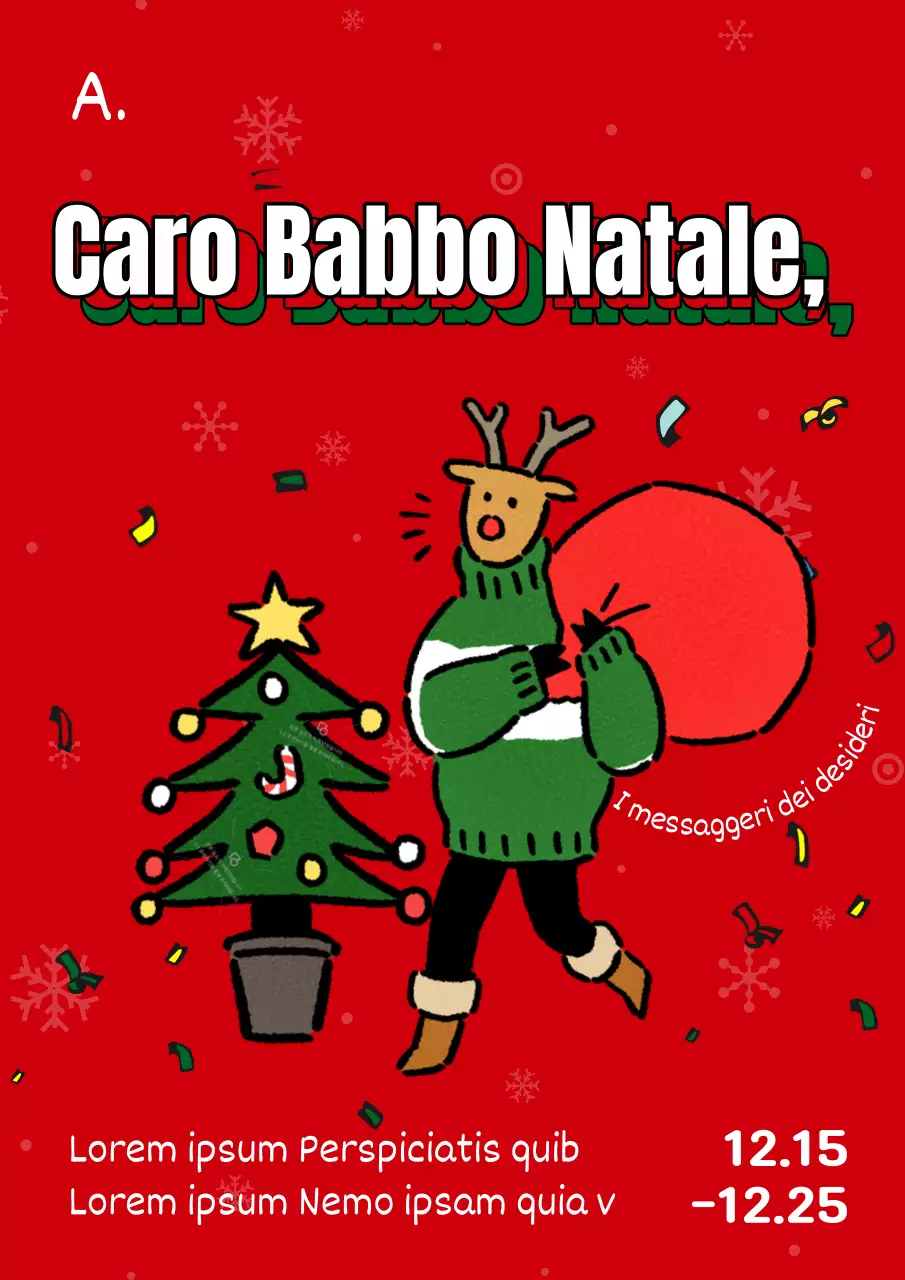 Pubblicità pop art per la lotteria di Natale in rosso e verde