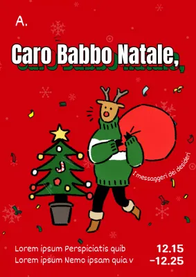 Pubblicità pop art per la lotteria di Natale in rosso e verde