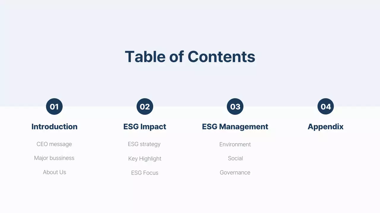 Blue Professional Esg Report Document Presentation