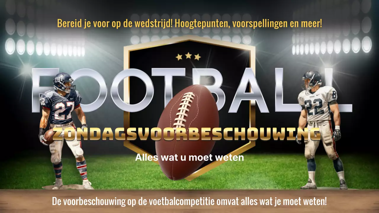 Trendy Super Bowl zondag preview-advertentie in goud en zilver