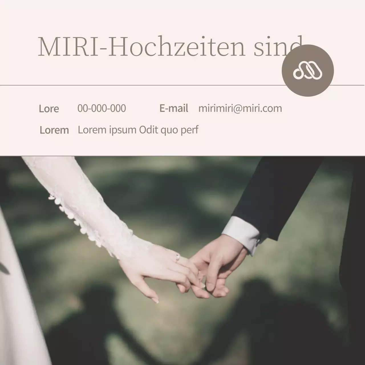Werbung für eine moderne Hochzeitsmarke in Rosa und Braun