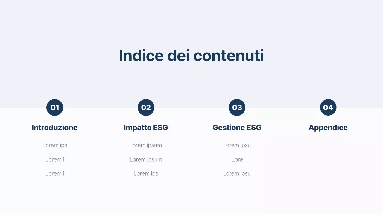 Un semplice rapporto ESG in blu navy e blu chiaro