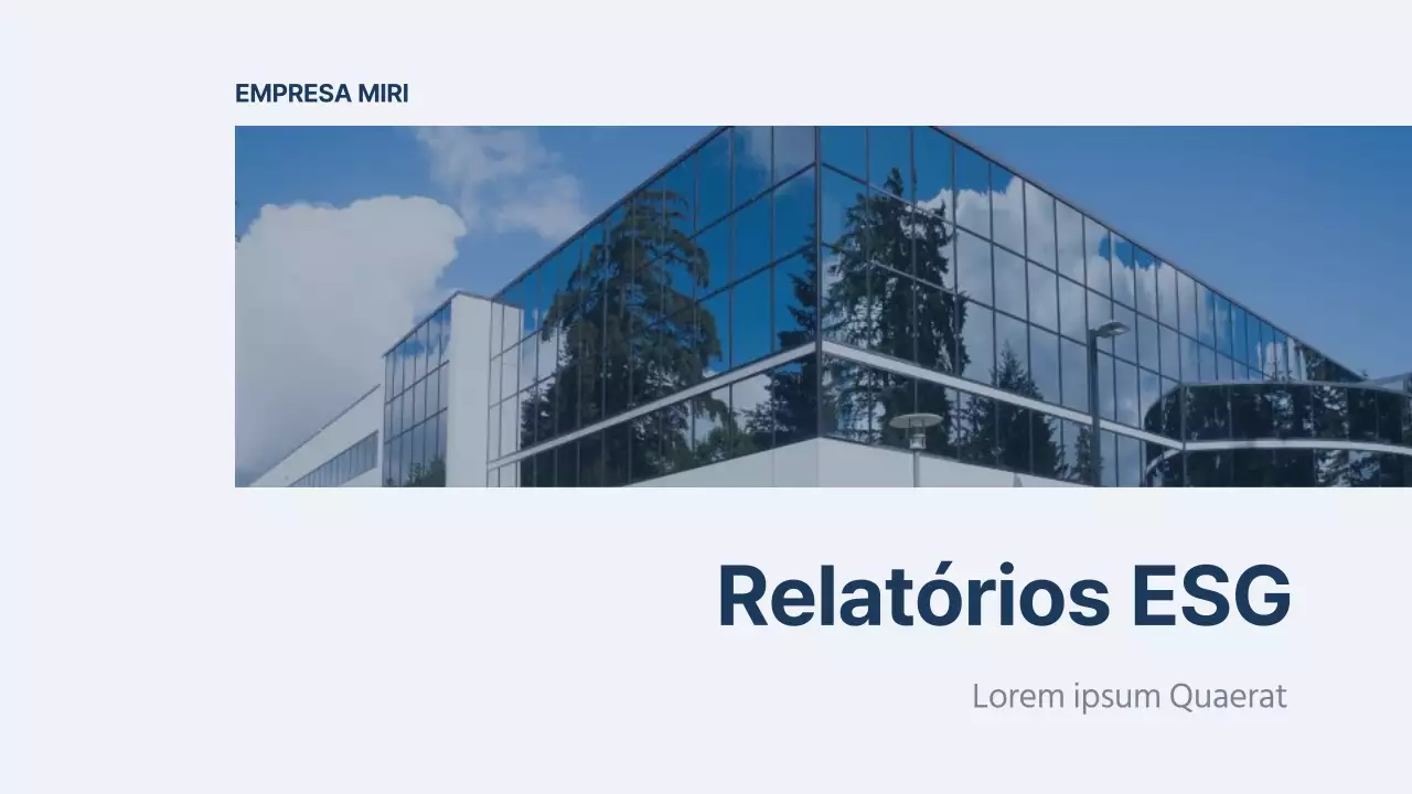 Um relatório ESG simples em azul marinho e azul claro