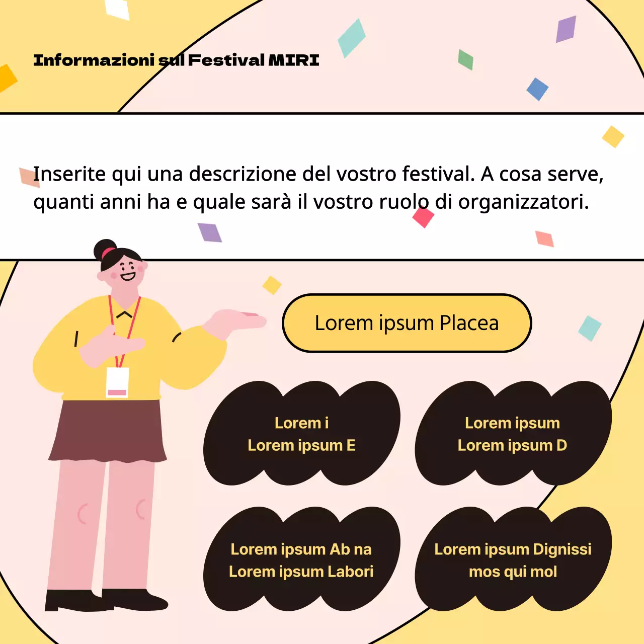 Promuovete il festival dei giovani con un tocco di giallo e rosa.