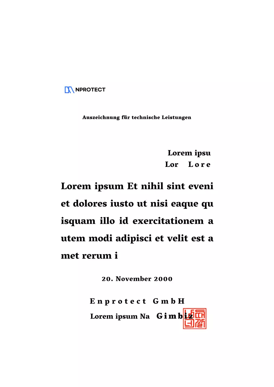 Gestaltung eines Preises für technische Leistungen mit einem Logo