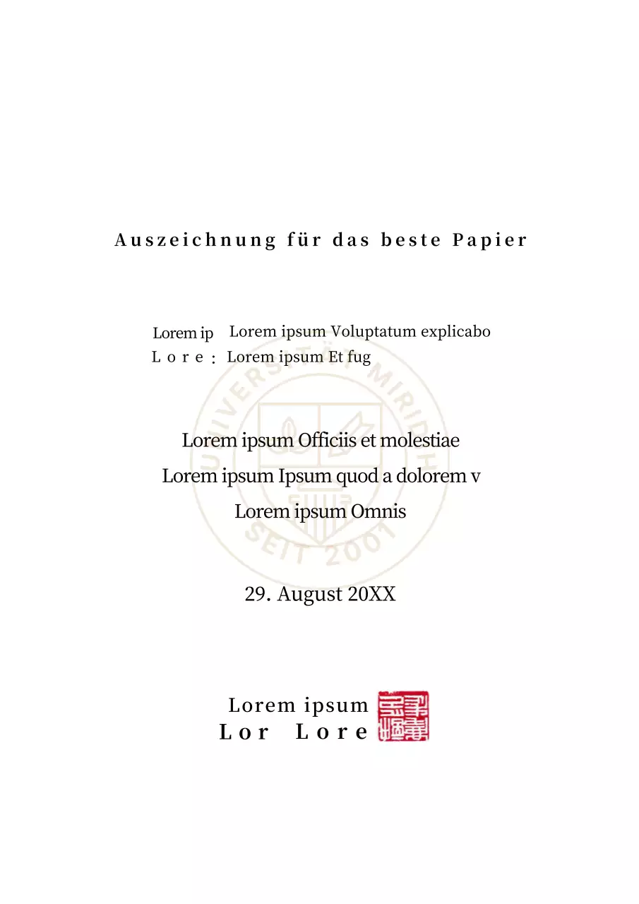 Einfaches Konzept für den Preis für die beste Arbeit an der Universität mit einem Formular für den Schulpreis