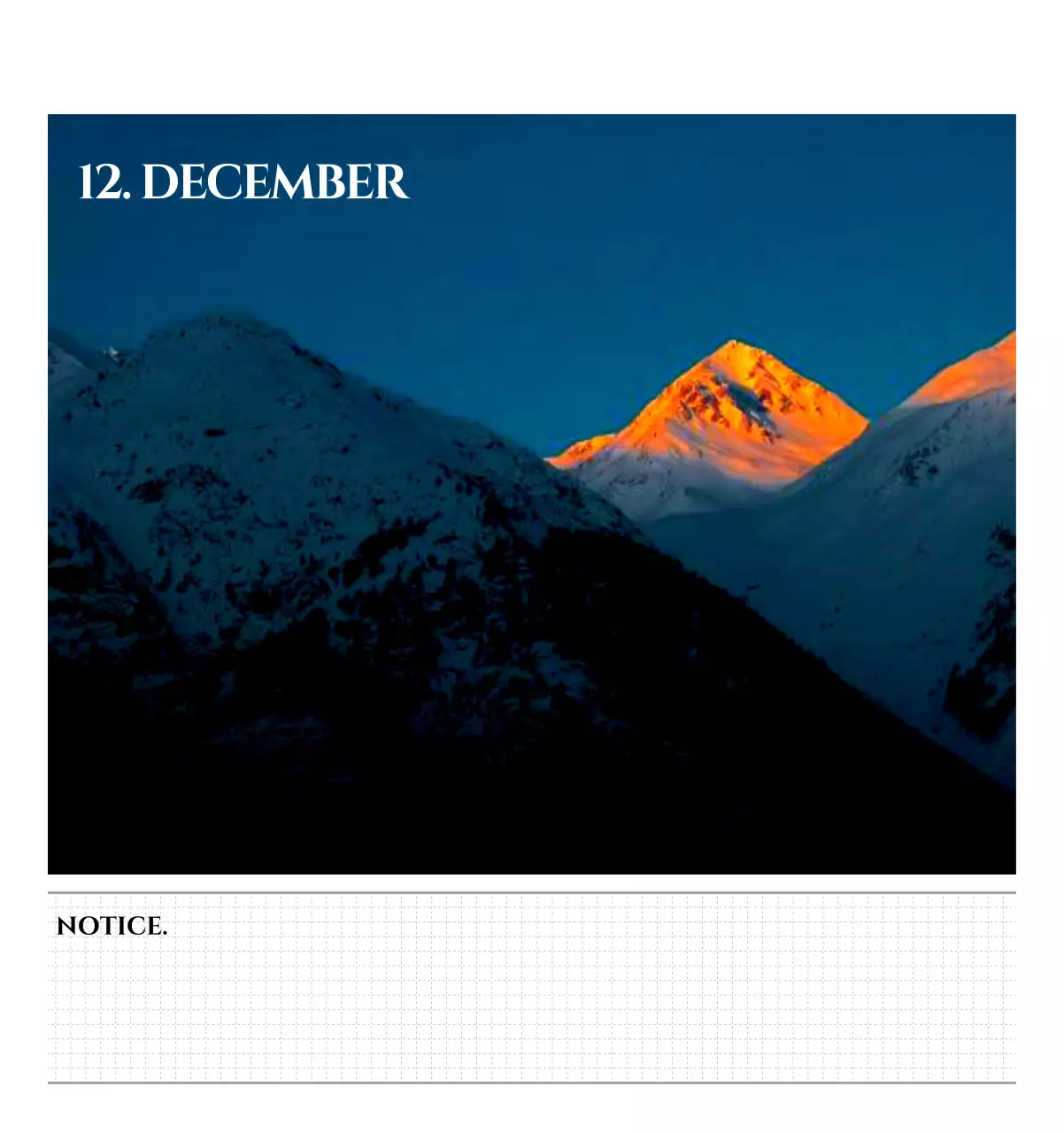 Simple style wall calendar with black and white emotional travel photography concept