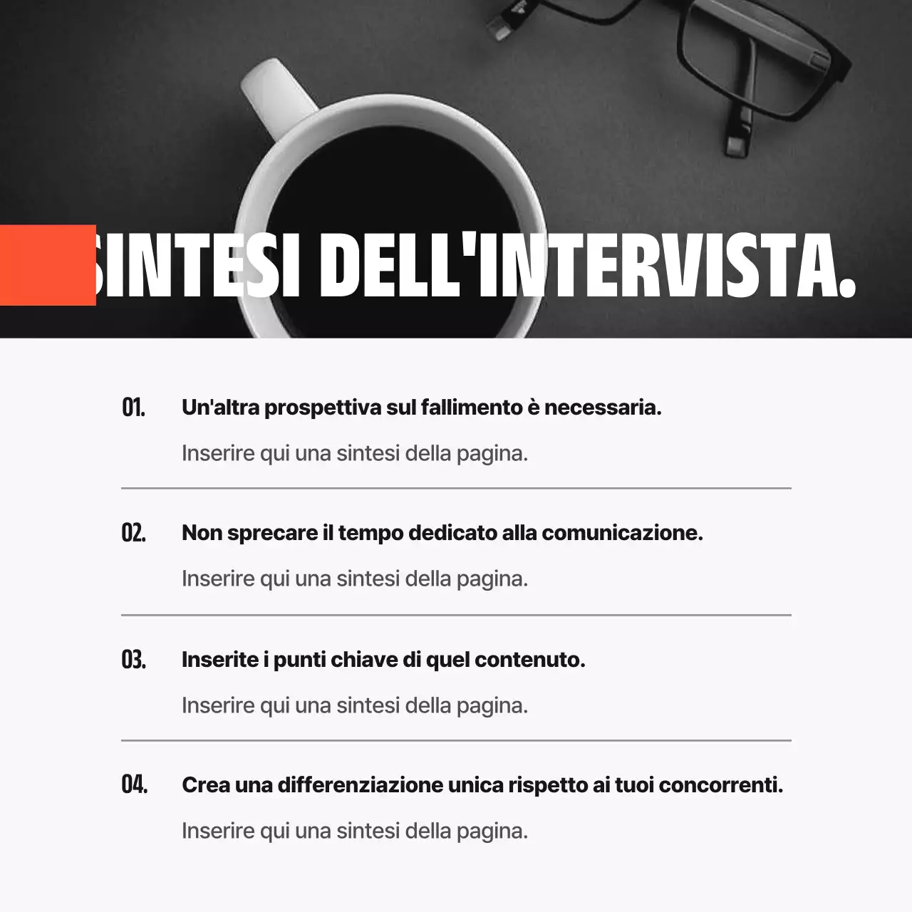 Una lettera di presentazione moderna, in bianco e nero e arancione, per un colloquio imprenditoriale