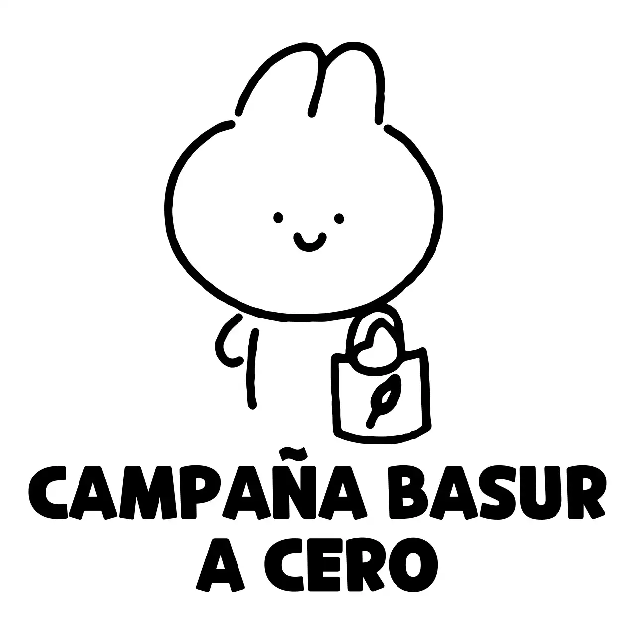 Una campaña de cero residuos con una simpática ilustración de un conejito dibujado a mano