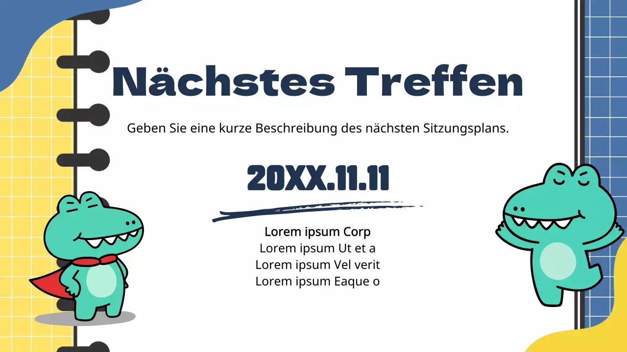 Blaue und gelbe Trendy Marketing Studie Notizen Bericht