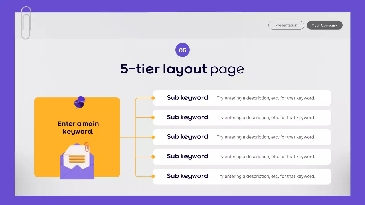 A simple office worker business report in purple and yellow