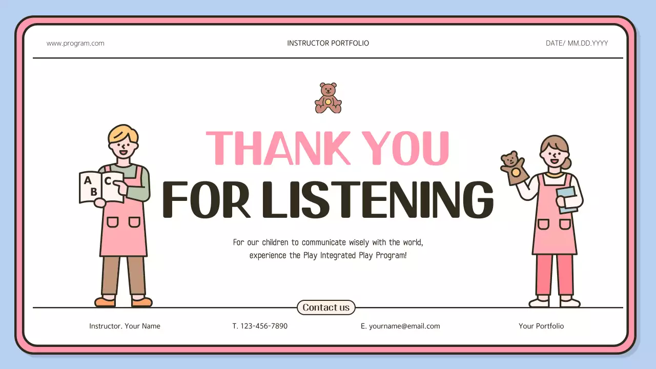 Pink Simple Play Program Guide Presentation