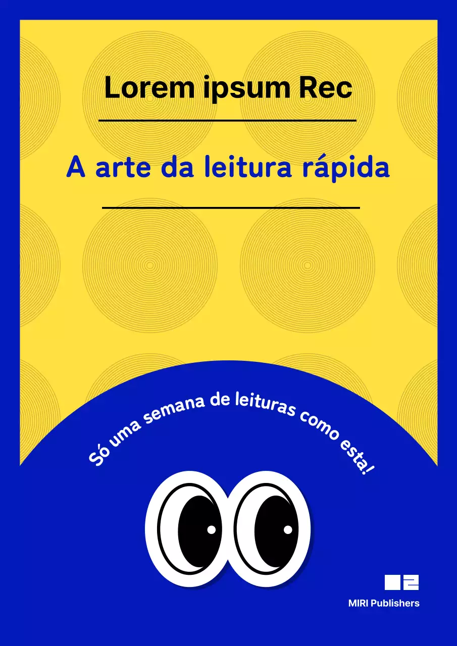 Capa de livro minimalista sobre competências de leitura rápida em amarelo e azul