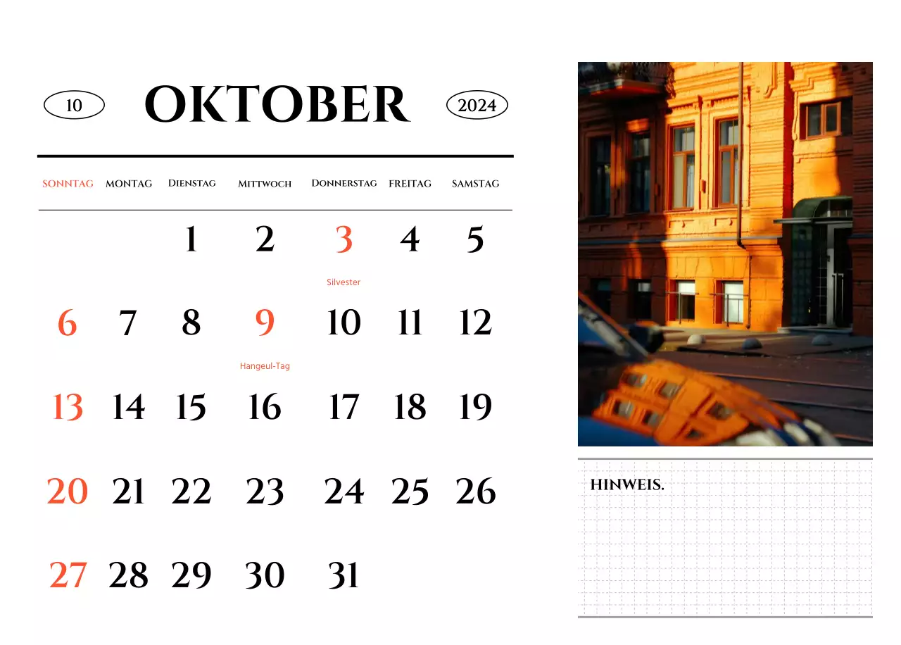 Ein Kalender im schlichten Stil mit einem emotionalen Reisefotografiekonzept
