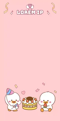 Roze en geel geïllustreerd verjaardagsfeestje