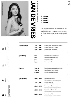 Moderne ontwerper CV sollicitatiebrief in wit