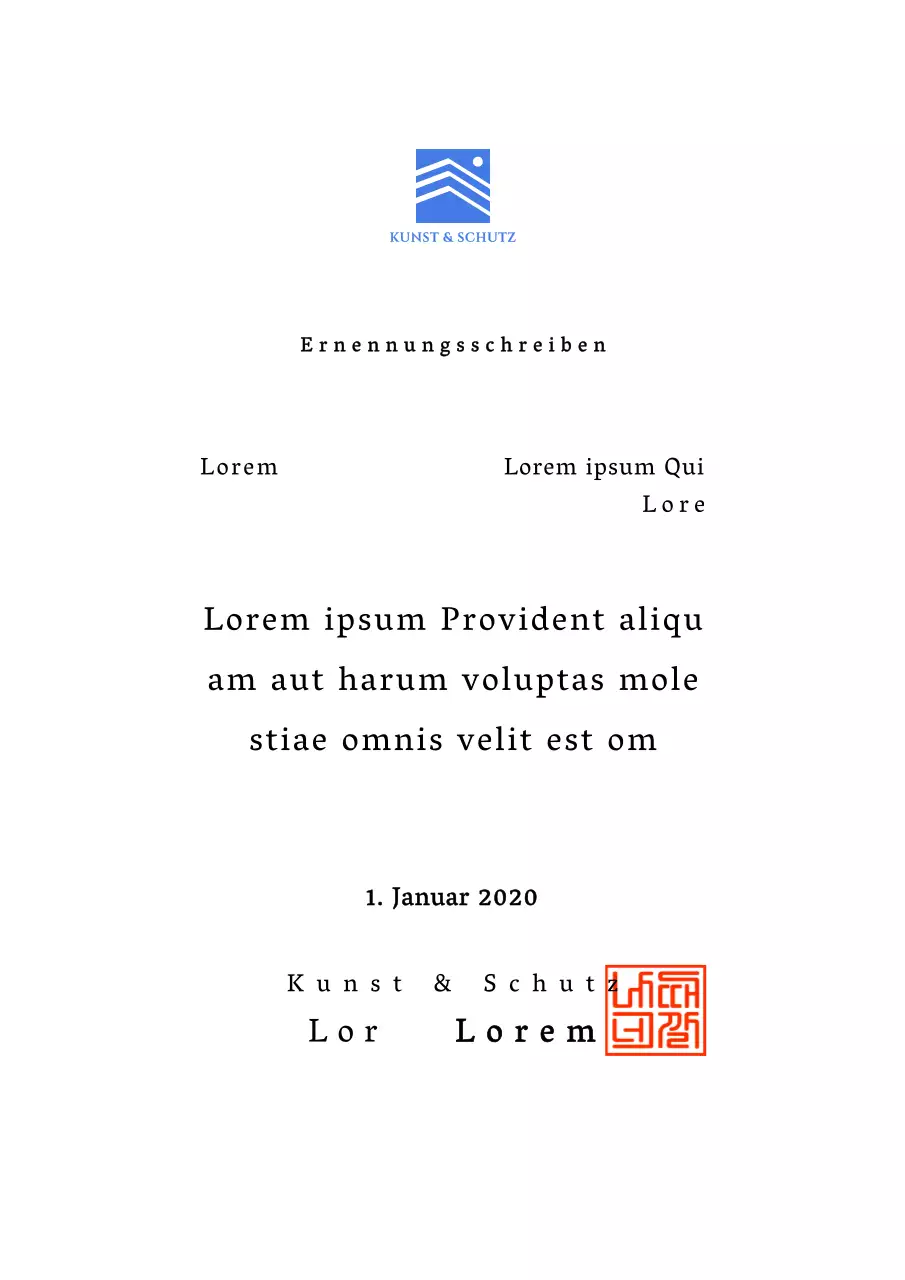 Gestaltung der Farben von Ernennungsschreiben