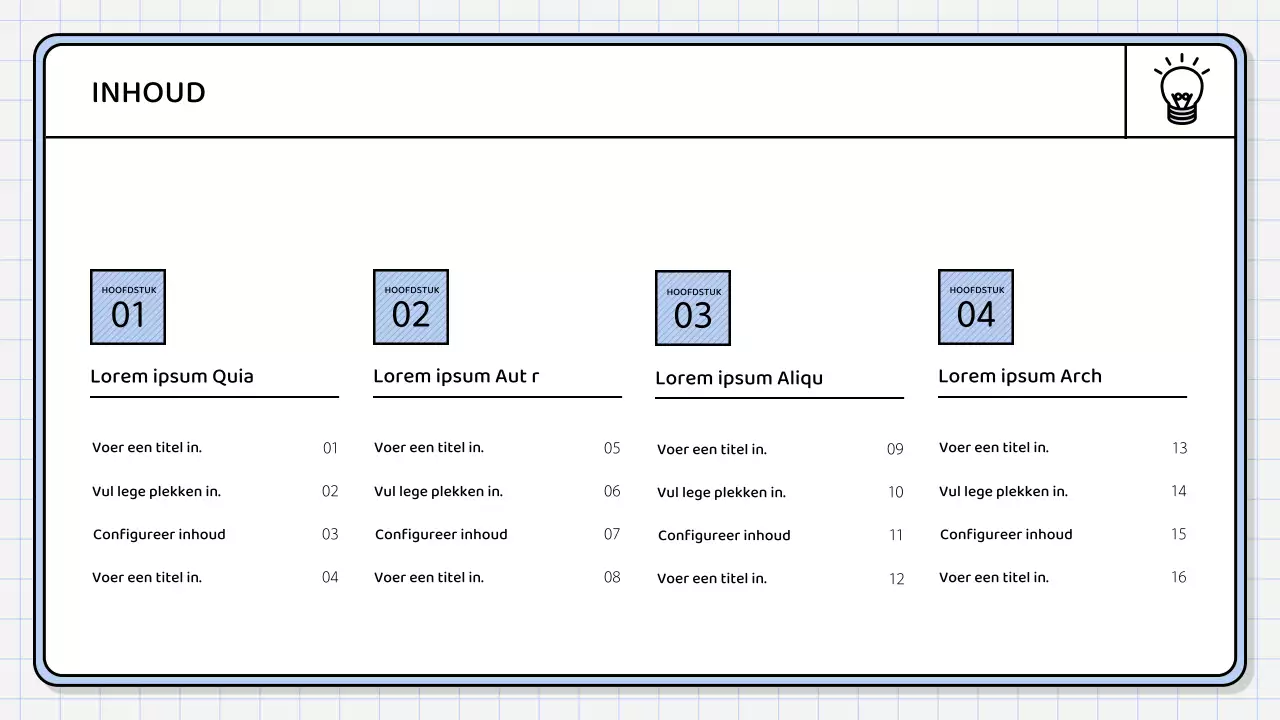Een eenvoudig, lichtblauw samenvattend rapport