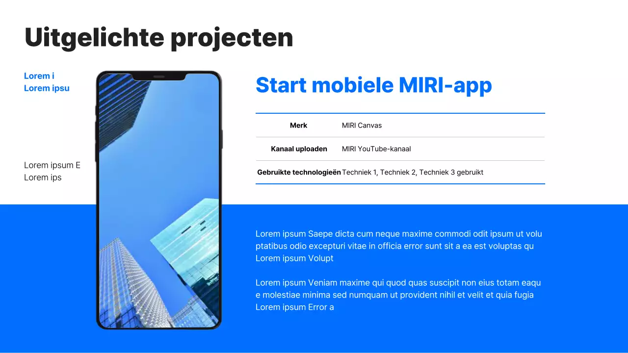 Eenvoudige carrière portfolio met blauwe achtergrond