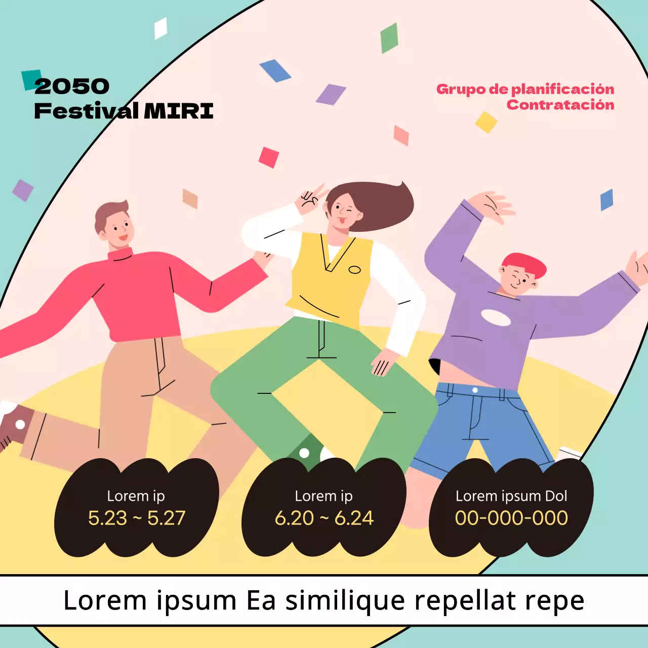 Promociona la fiesta de la juventud con un toque de amarillo y rosa.