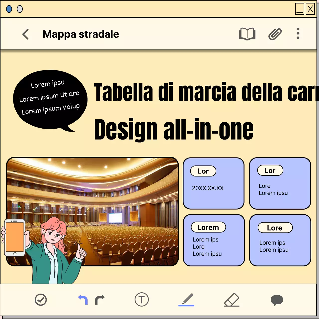 Una guida alla pianificazione della carriera con un concetto di blocco note giallo e kitsch.