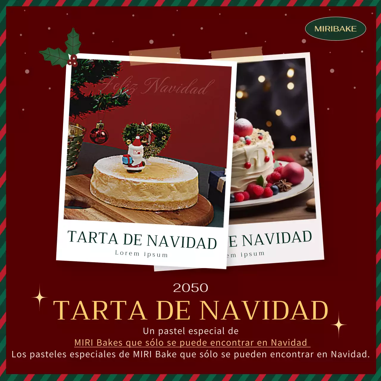 Promocione un pastel navideño clásico en verde