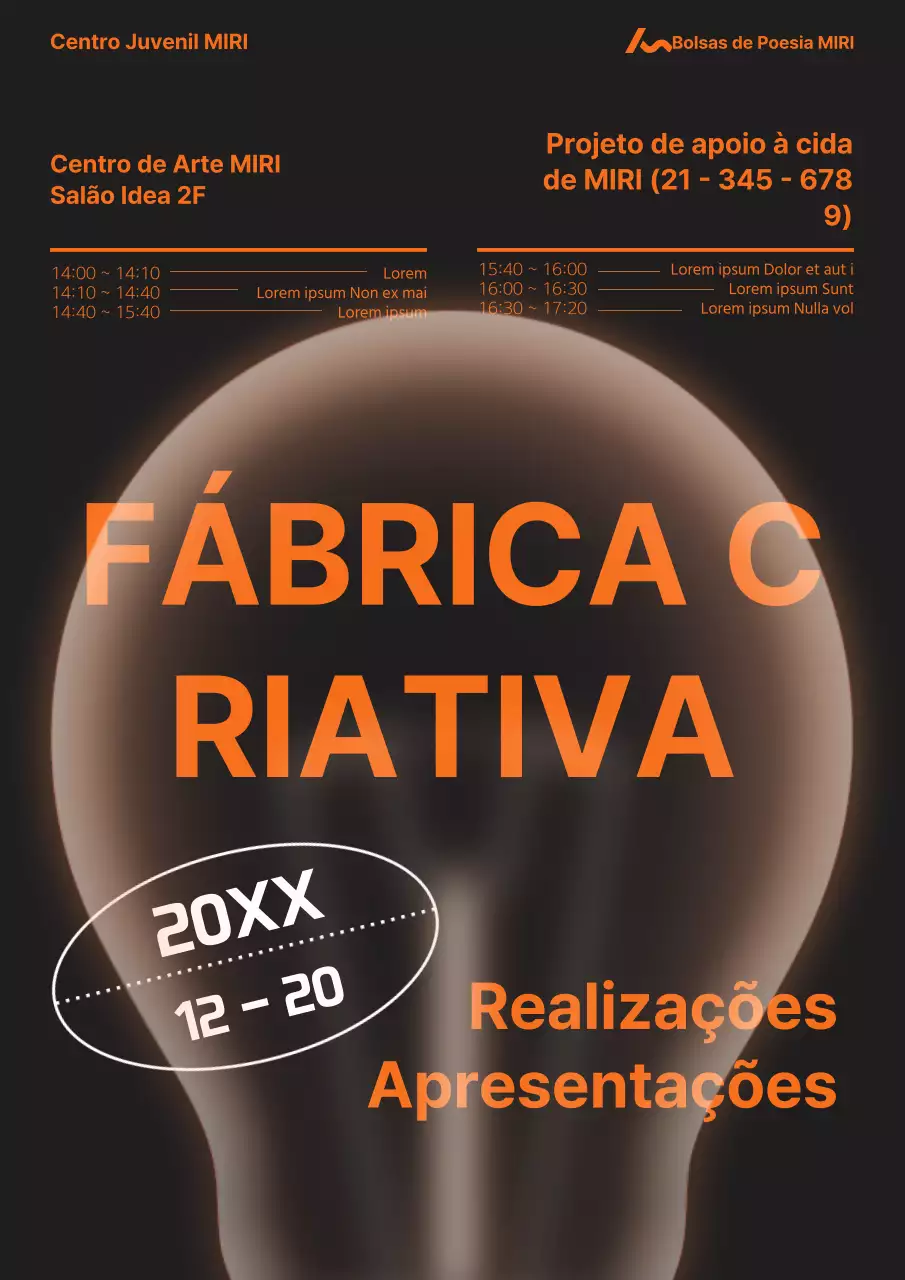 Promover uma apresentação de desempenho moderna em laranja e preto