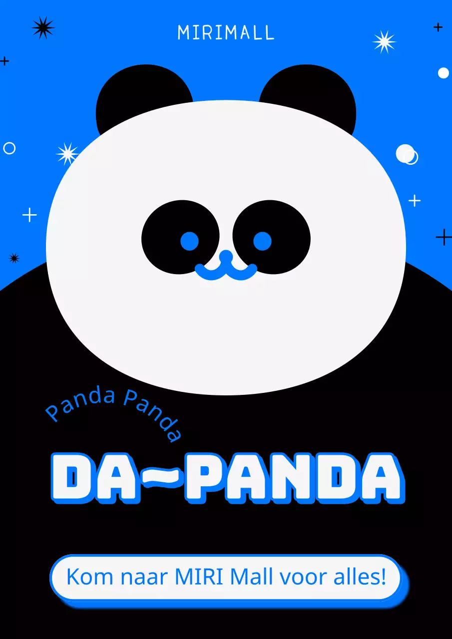 Minimalistische winkelcentrum advertentie in blauw en wit