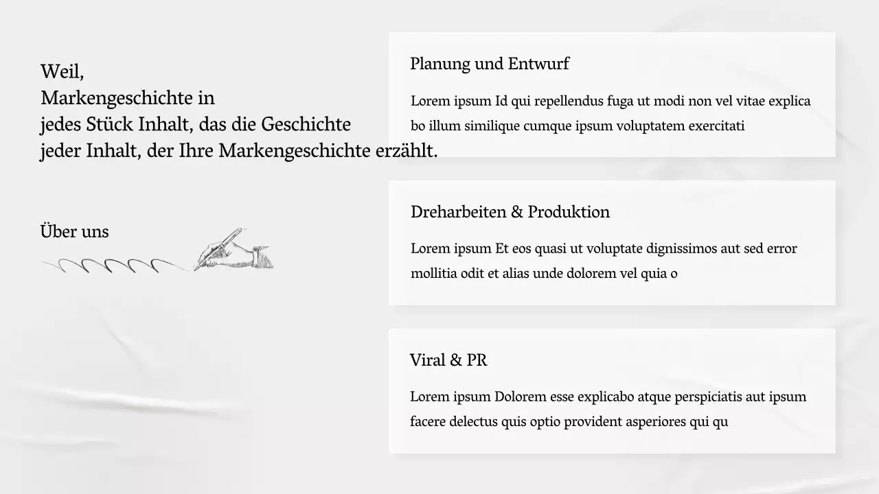 Ein einfaches, graues, erzählendes Unternehmensprofil