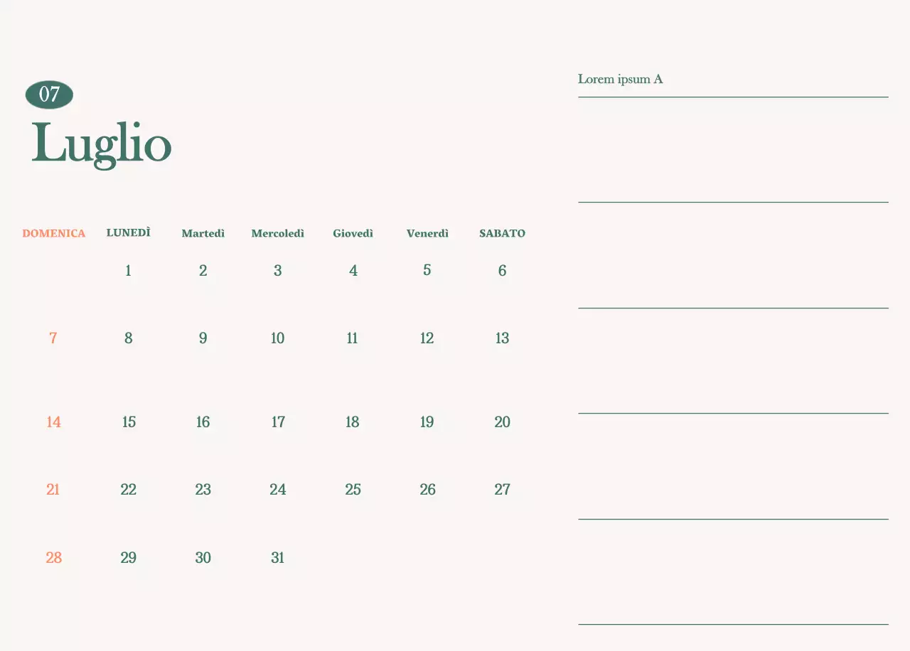 Calendario dei bar con i consigli per le bevande del mese
