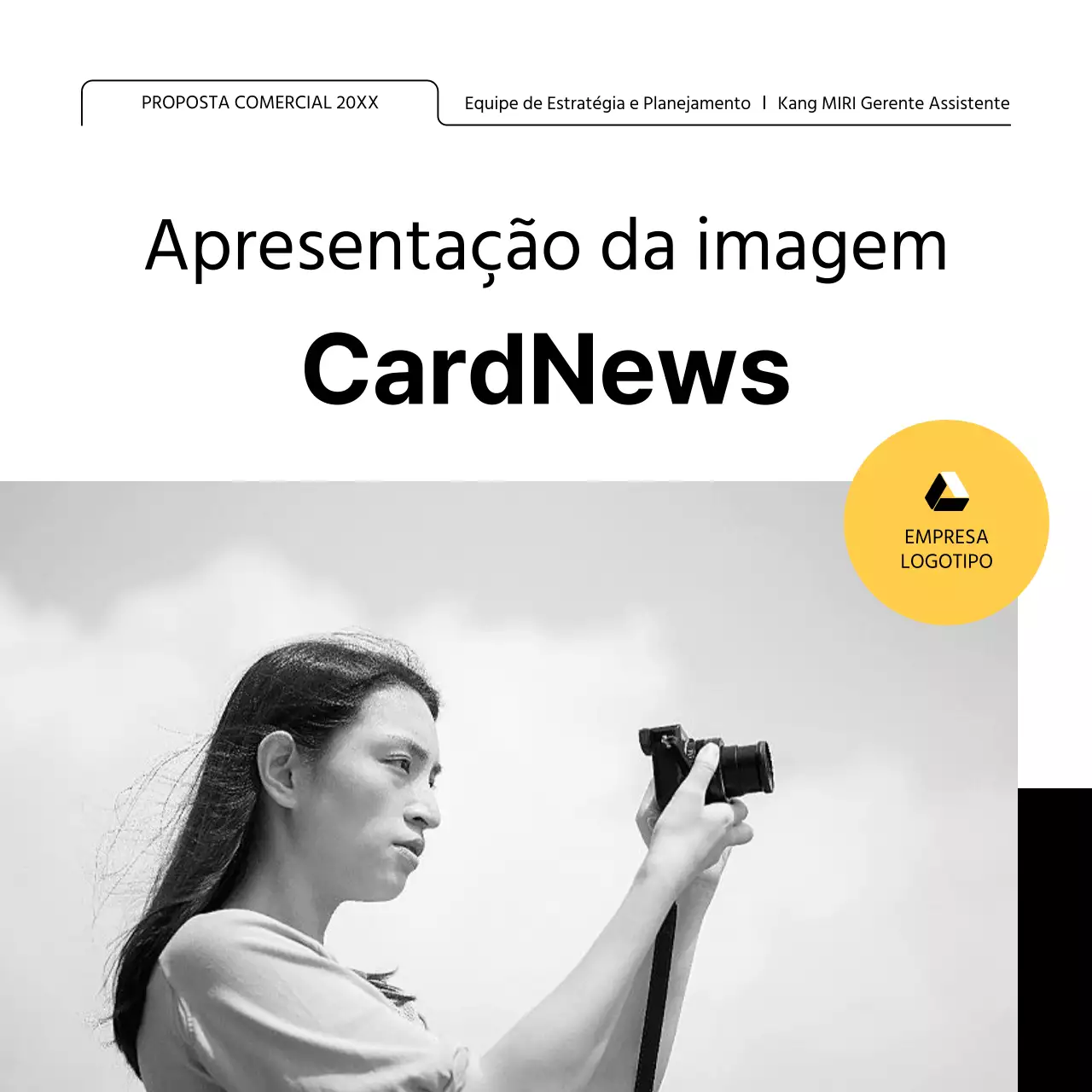 Promover um design de apresentação com muitas molduras simples a branco e preto