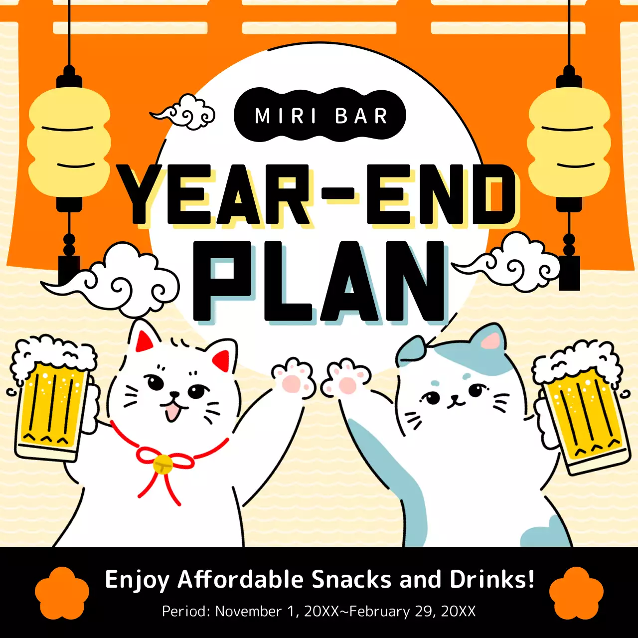 Orange Playful Bar Promotion Instagram Post