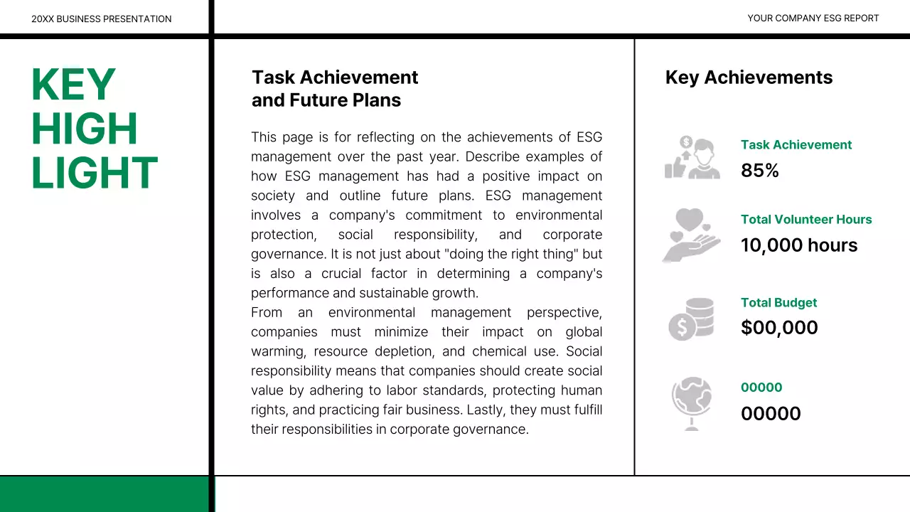 Green Modern Esg 보고서 문서 프레젠테이션