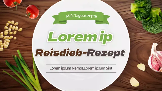 Koreanisches Grundrezept für Reisdieb in braunen und hellgrünen Farben