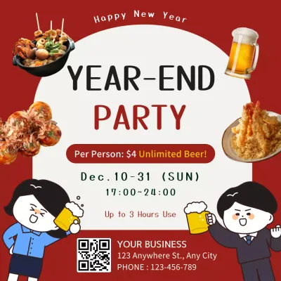 Red Trendy Party Promotion Instagram Post