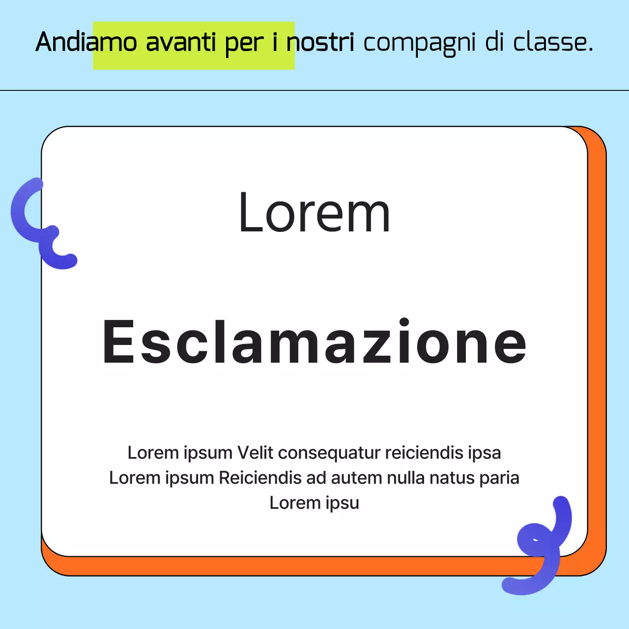 Promuovere una collezione kitsch di impegni di colore azzurro e arancione.
