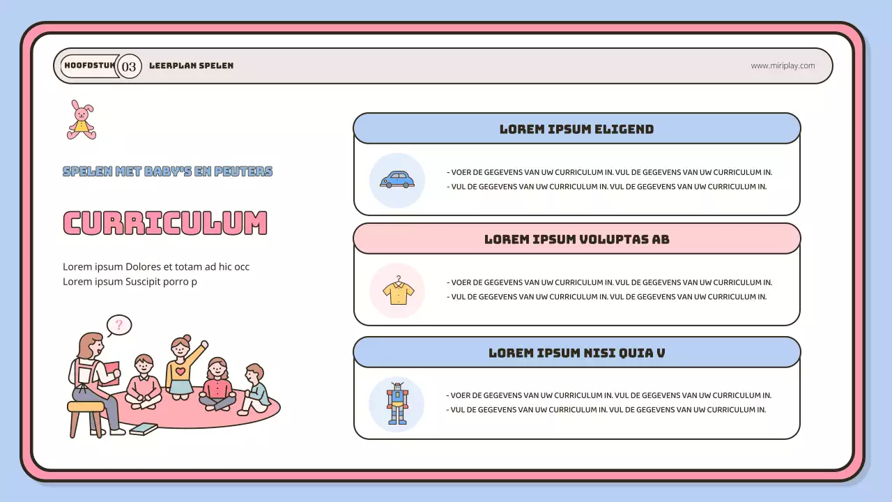 Een schattige baby- en peuterinstructeursportefeuille in lichtblauw en roze