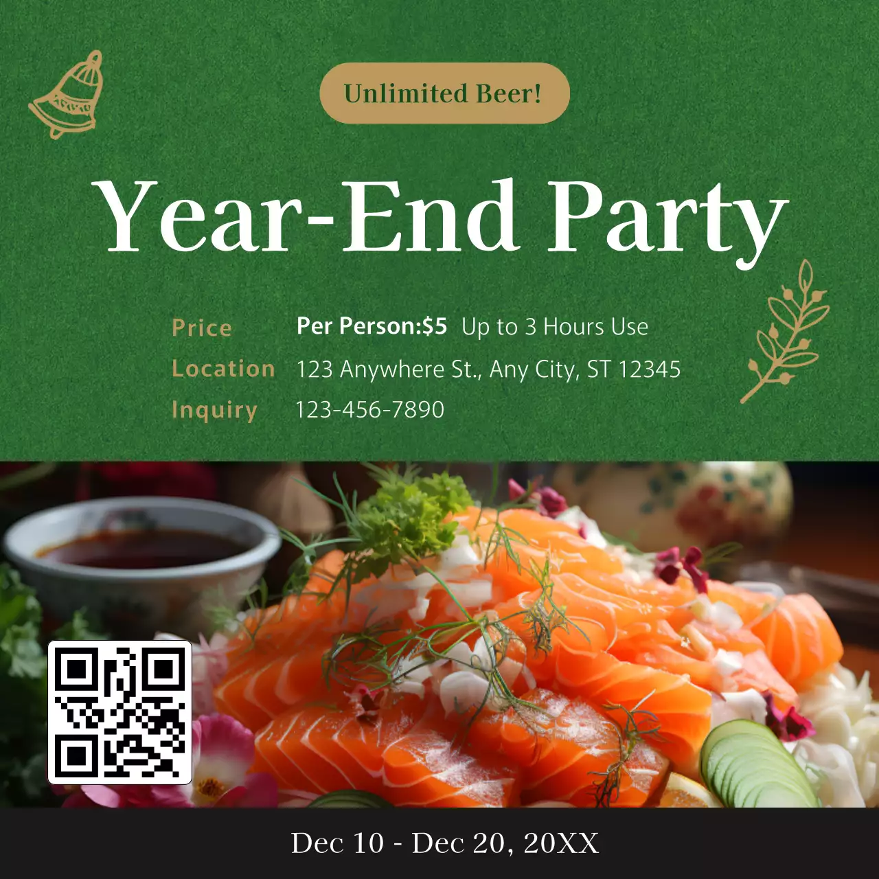 Green Modern Party Promotion Instagram Post