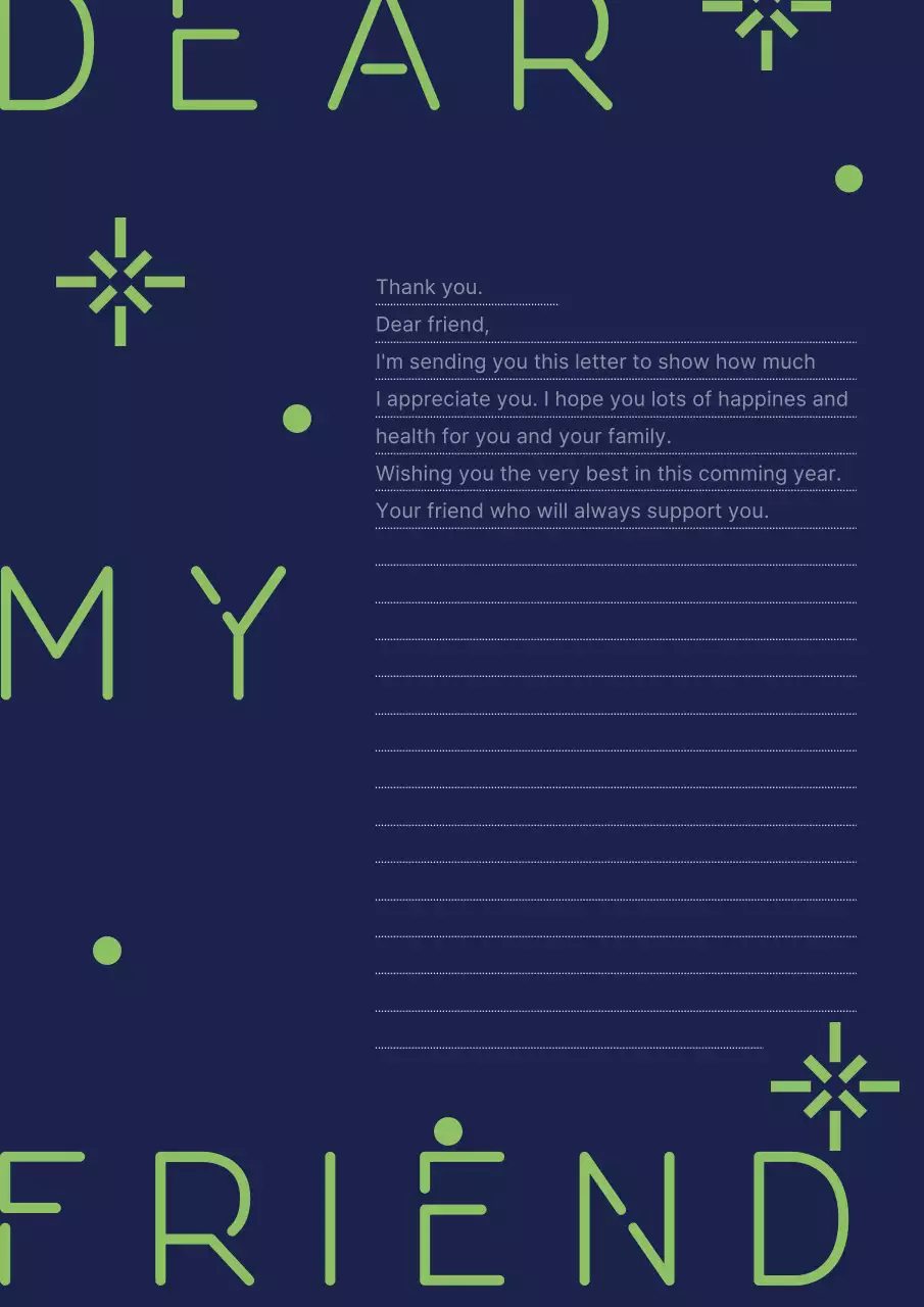 Navy Modern Friendship Letter