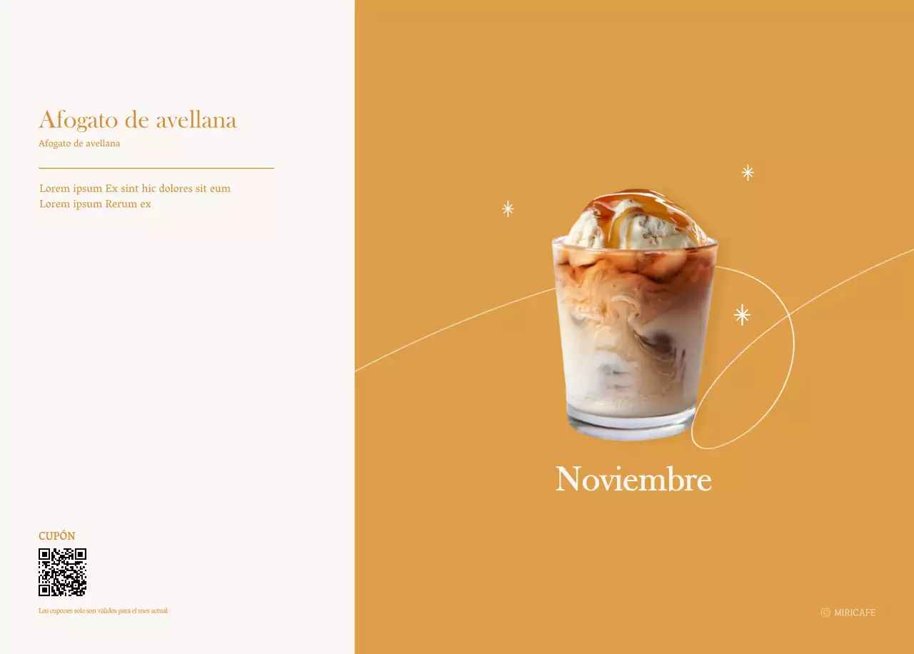 Calendario de cafés con recomendaciones de bebidas del mes