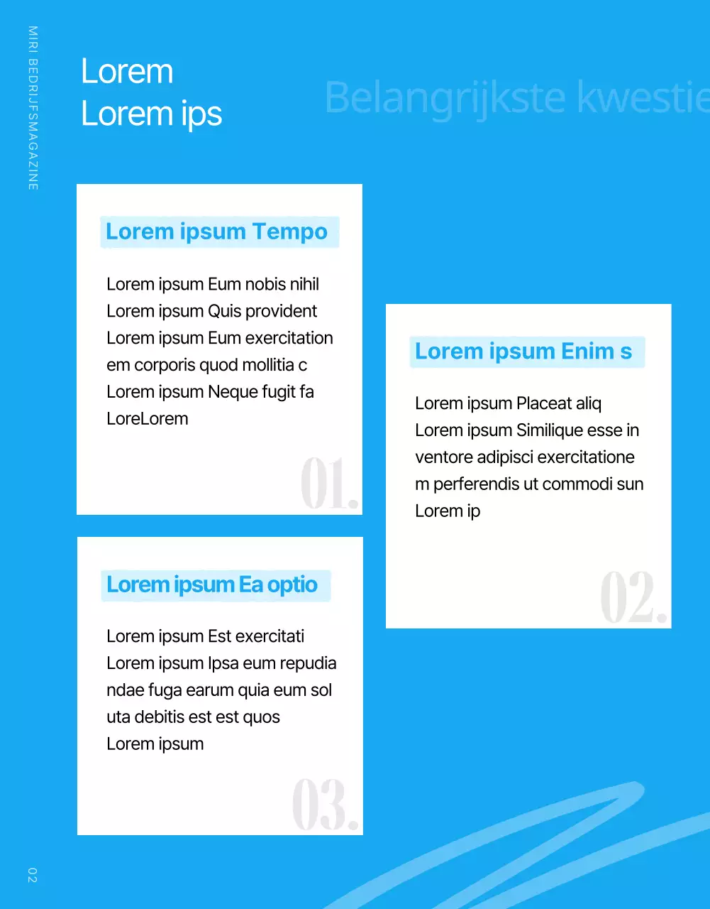 Modern bedrijfsmagazine in lichtblauw en wit