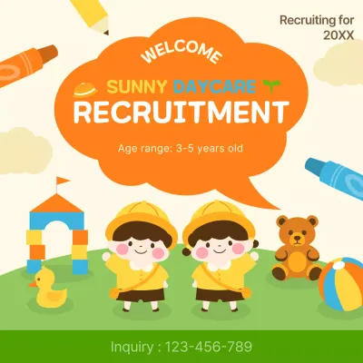 Orange Playful Daycare Recruitment Social Media Post