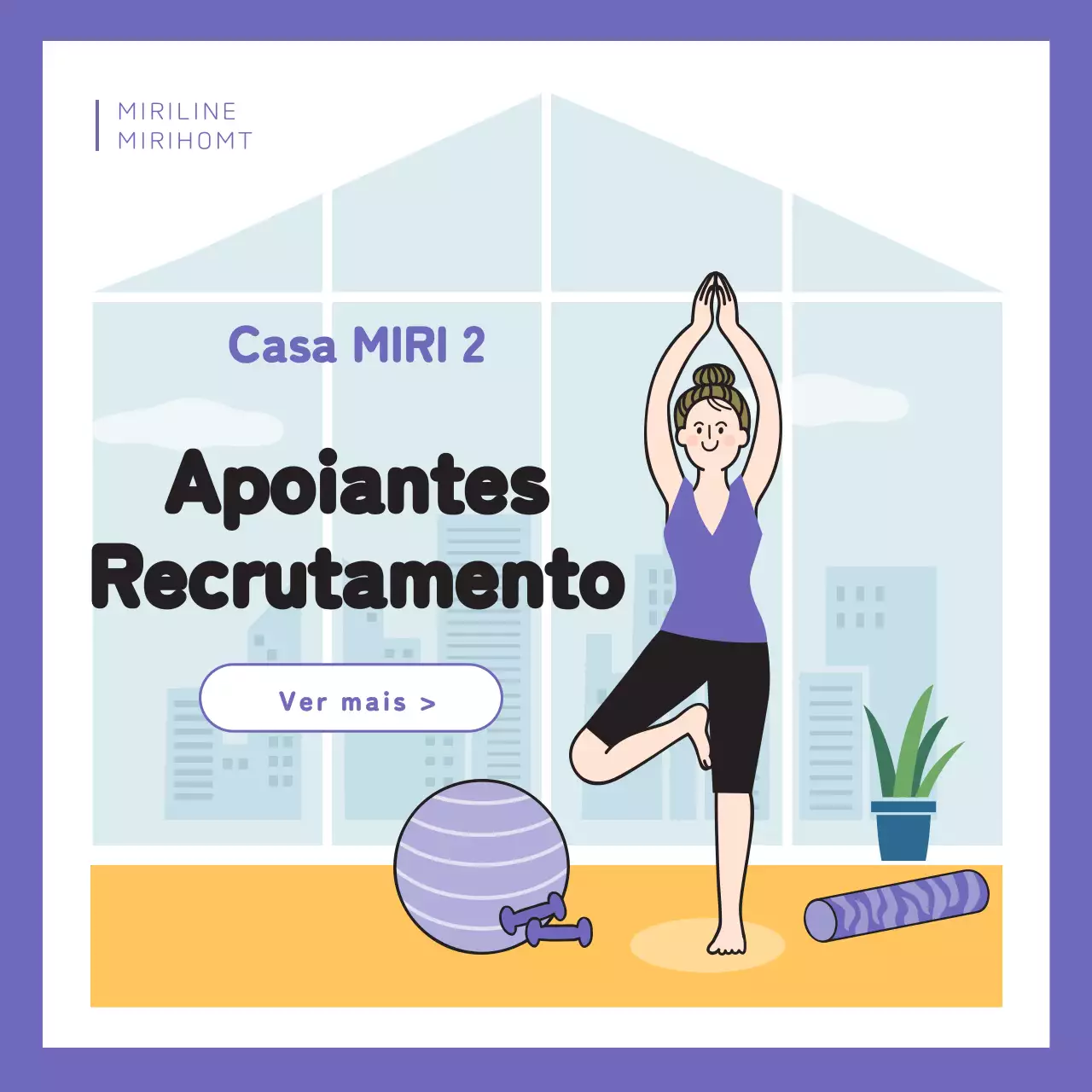 Promover um treino em casa moderno e de cor lilás para recrutar apoiantes