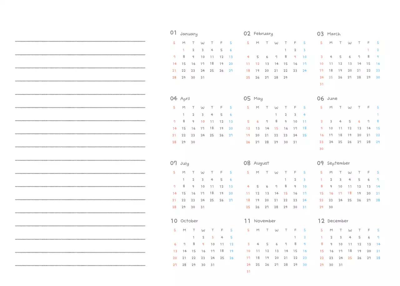 Cute calendars with cozy illustrations