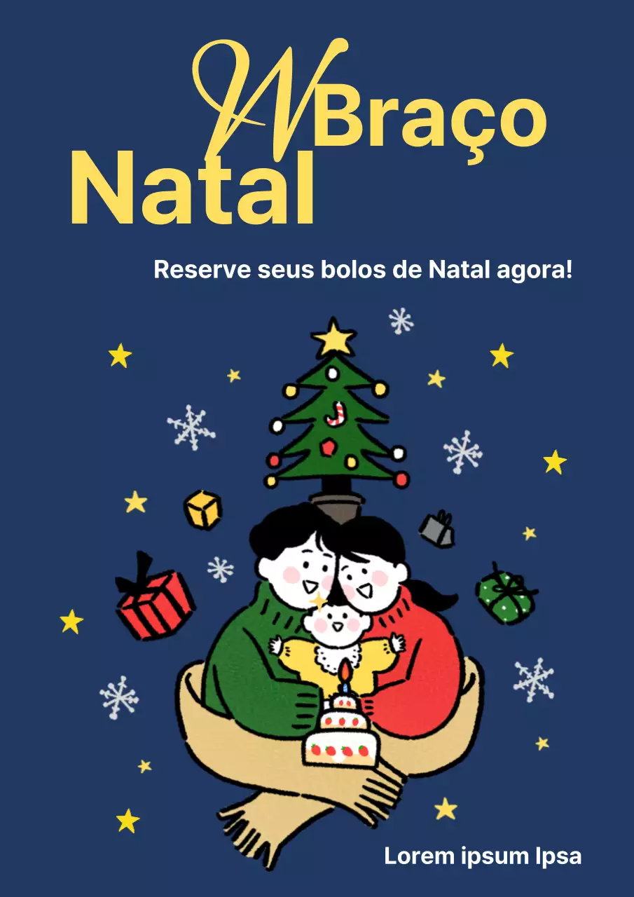 Anúncio de desconto de reserva de bolo de Natal simples em azul-marinho e verde