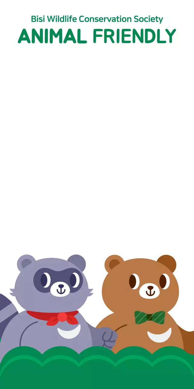 An animal protection organization photo zone with cute animal character illustrations