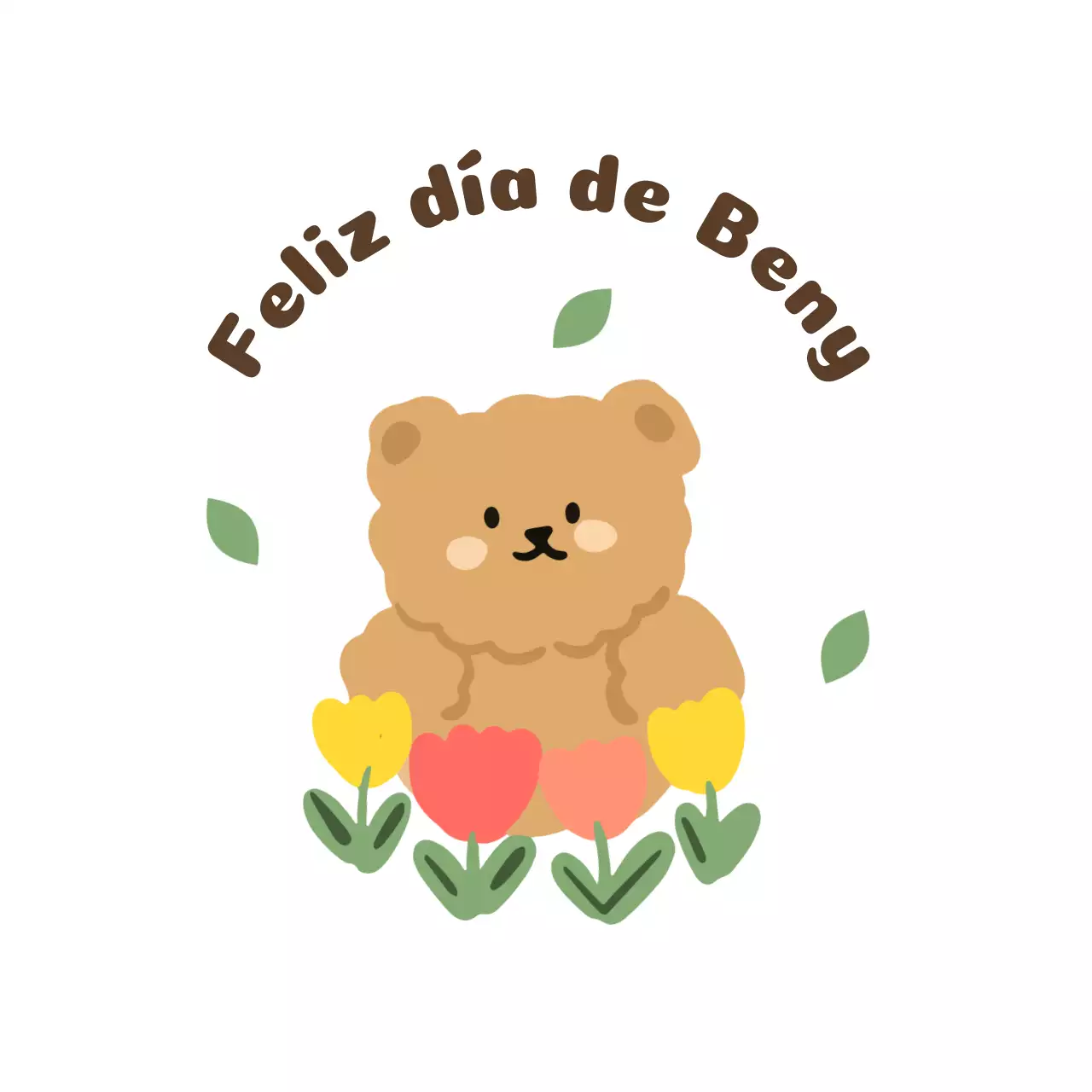 Bonito diseño de papel de osito con flores