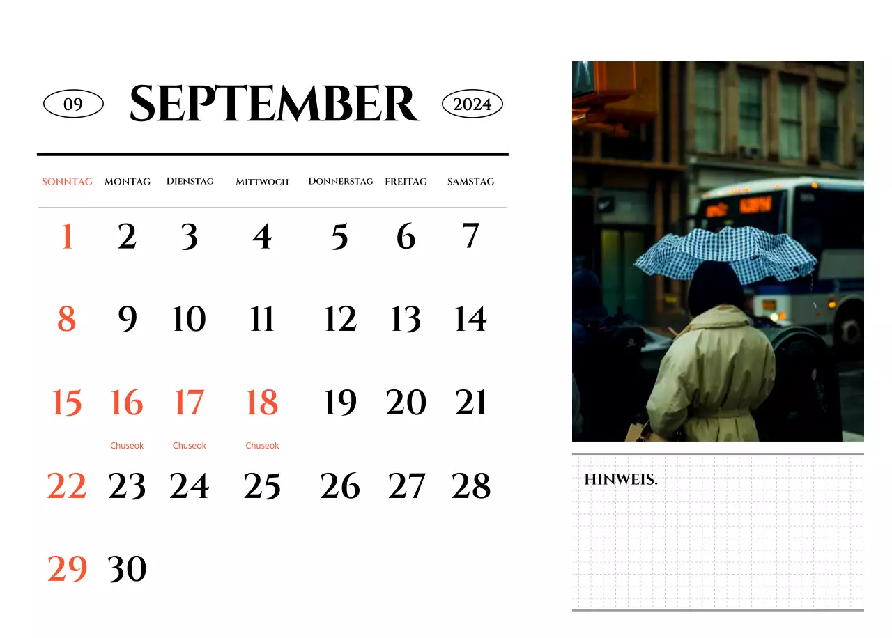 Ein Kalender im schlichten Stil mit einem emotionalen Reisefotografiekonzept