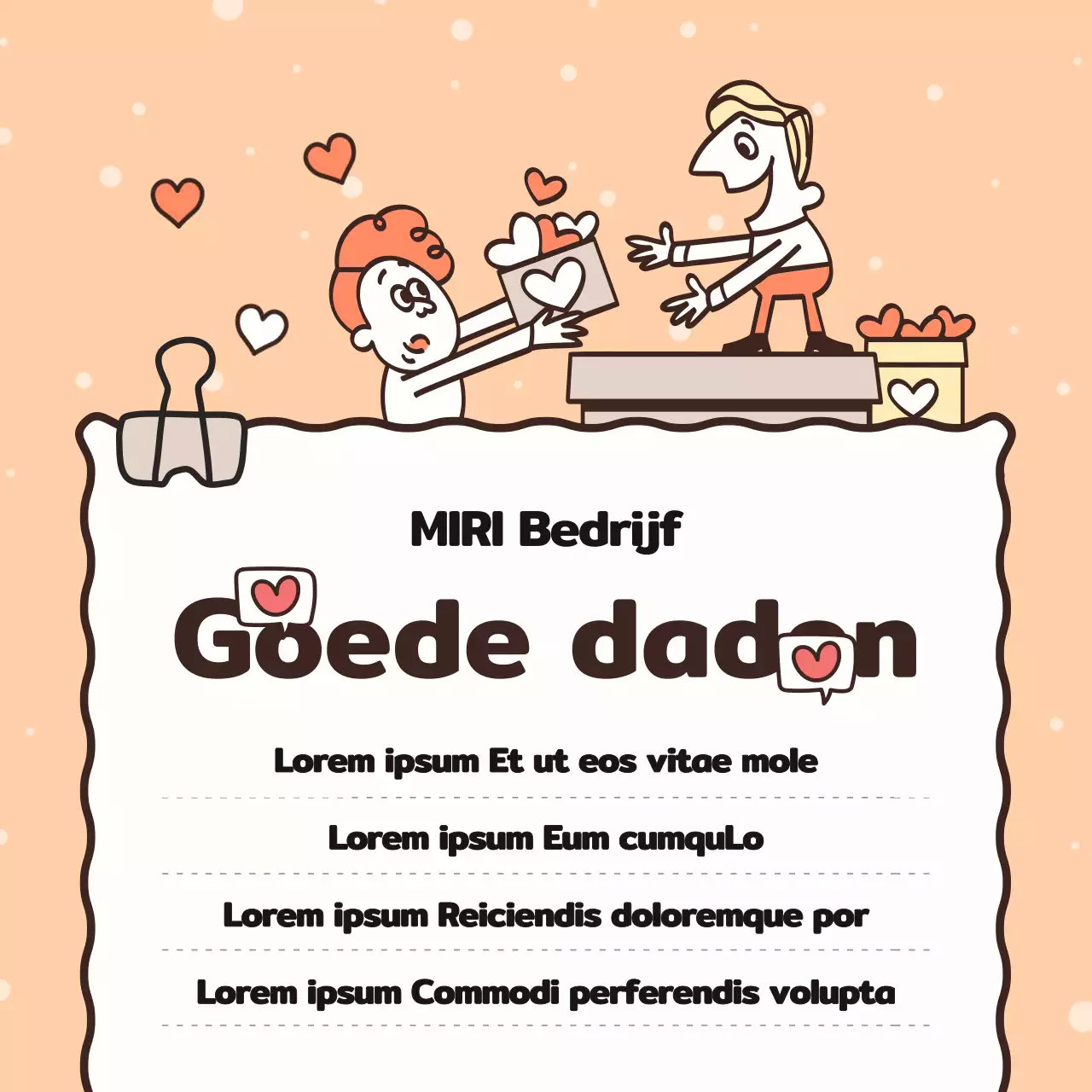 Promoot de goede daden van je bedrijf in oranje en geel