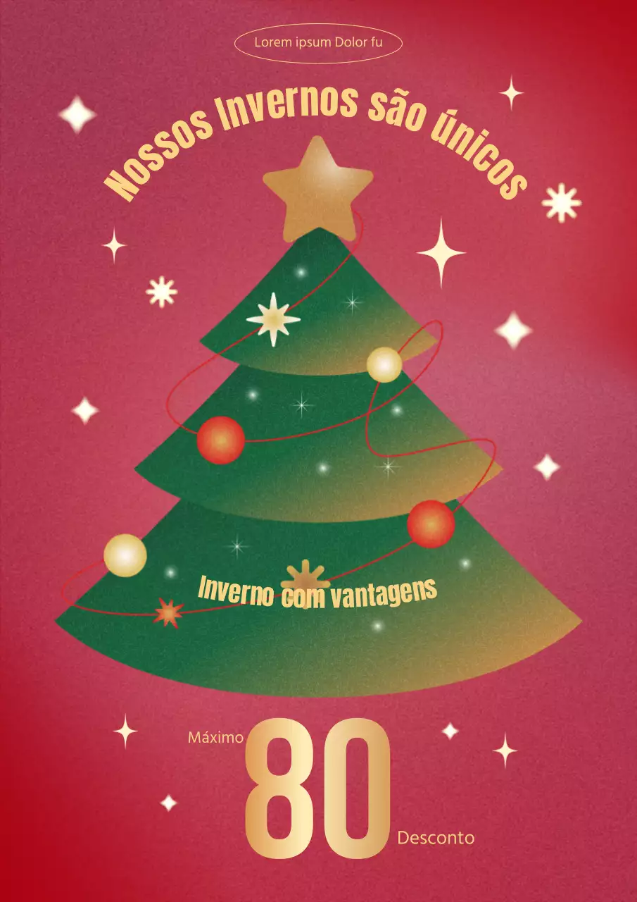 Anúncio kitsch do evento de Natal em vermelho